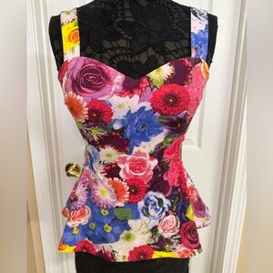 Floral Multicolor Peplum Women's Top